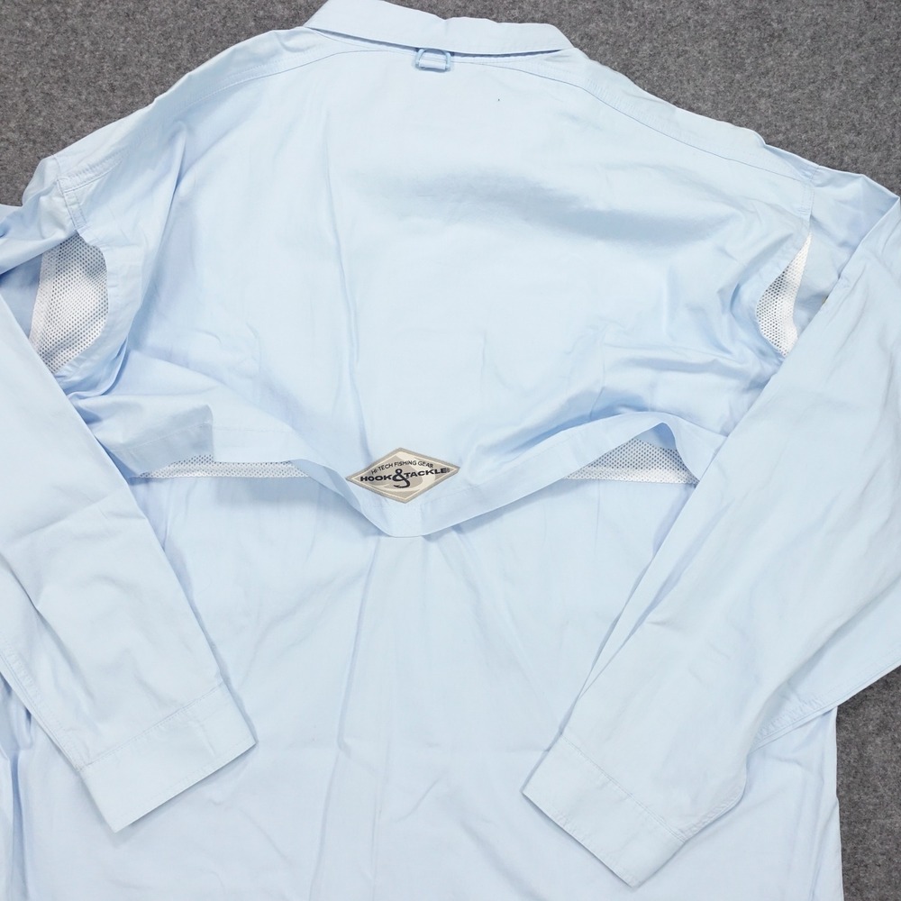 Hook & Tackle Fishing Shirt Men's XL Vented Back Mesh Light Blue - Picture 9 of 9